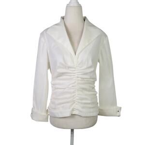Tadashi Collection Stretch Taffeta Blouse White Size 10